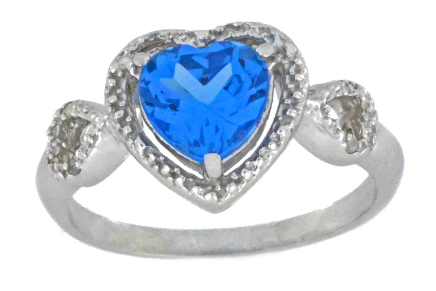 1.5 Ct London Blue Topaz & Diamond Heart Ring .925 Sterling Silver | eBay