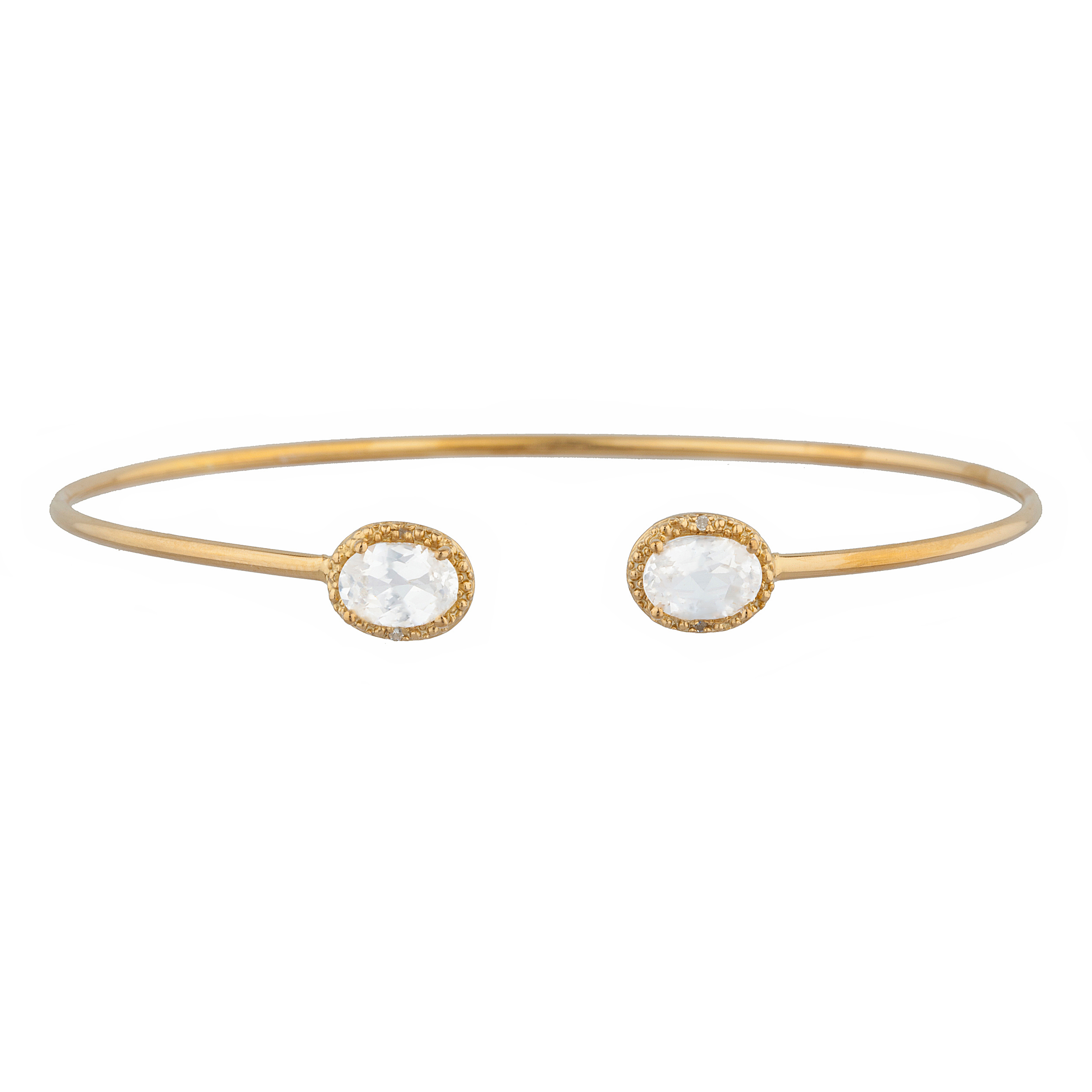 14Kt Gold White Sapphire & Diamond Oval Bangle Bracelet | eBay