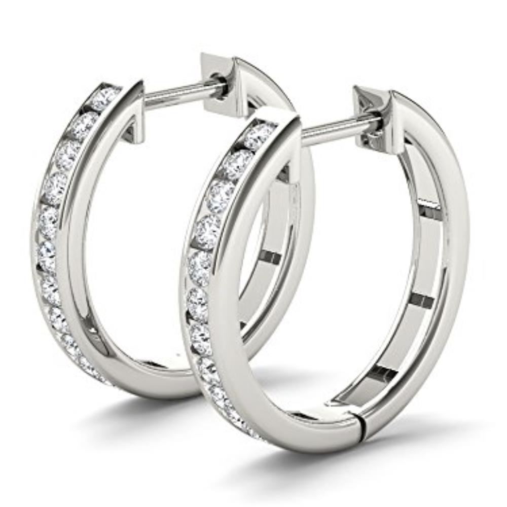 10kt White Gold 033 Ct Diamond Hoop Earrings Ebay