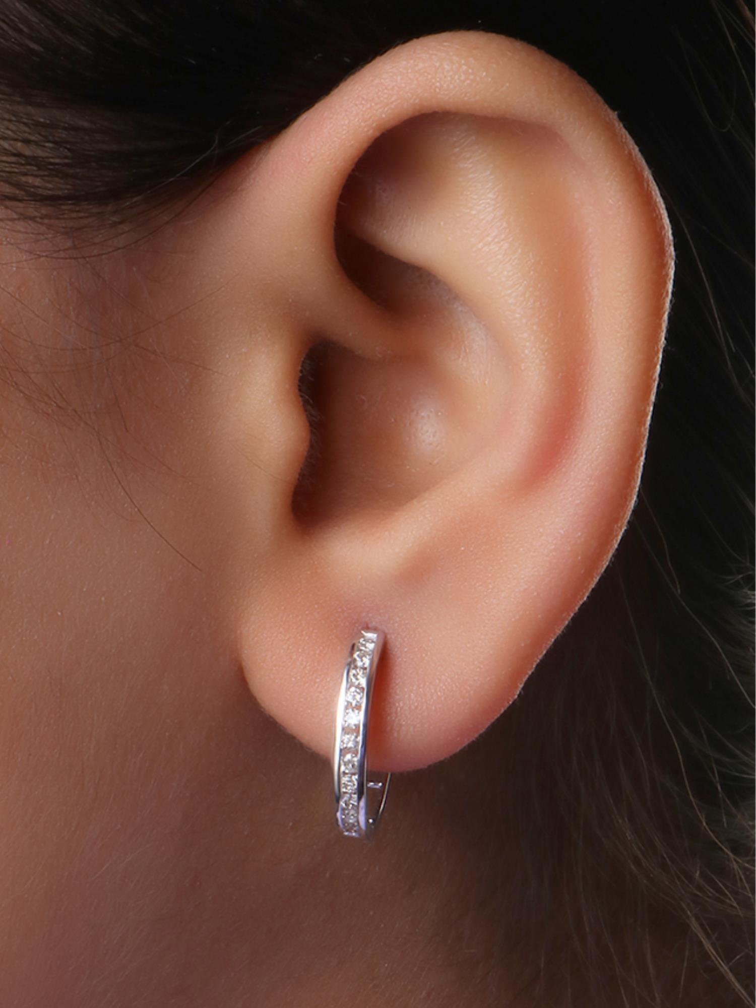 10Kt White Gold 0.33 Ct Diamond Hoop Earrings eBay