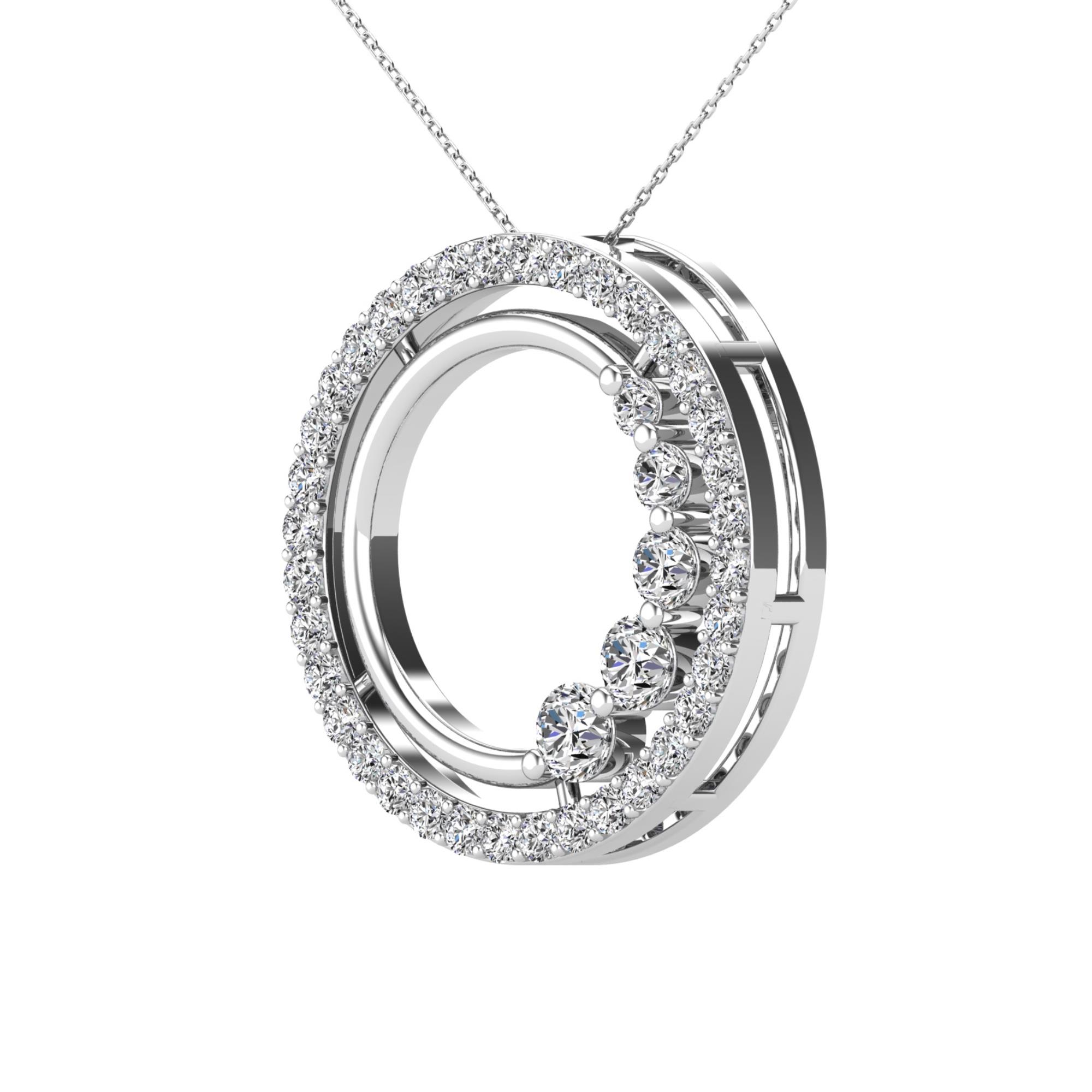 14Kt White Gold 0.40 Ct Genuine Natural Diamond Open Circle Pendant Necklace | eBay