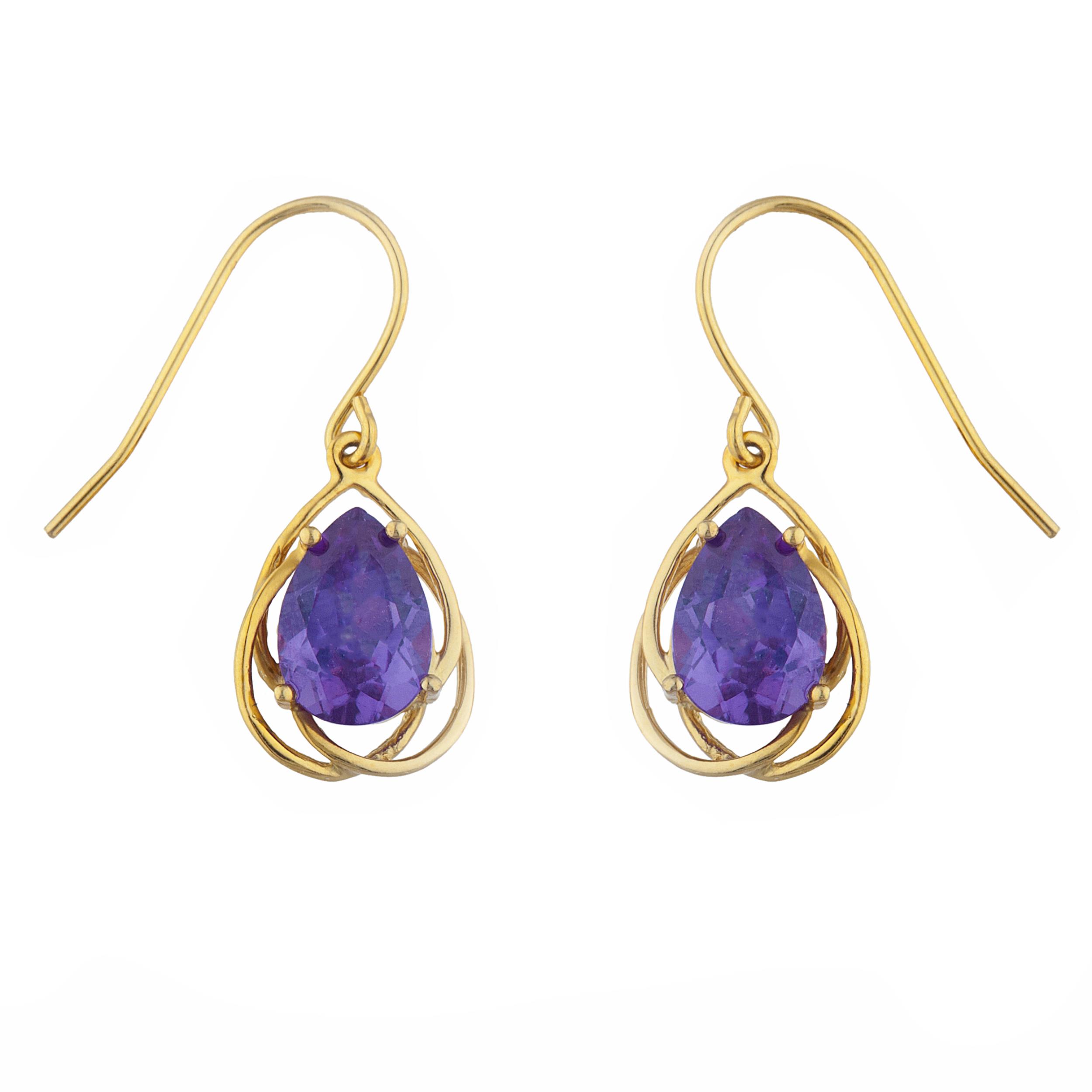 14Kt Gold 4 Ct Alexandrite Pear Teardrop Design Dangle Earrings | eBay