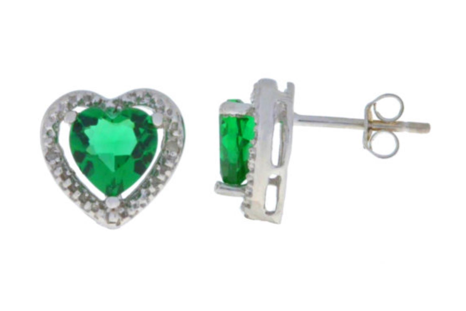 Simulated Black Opal /& Diamond Devil Heart Stud Earrings .925 Sterling Silver Rhodium Finish