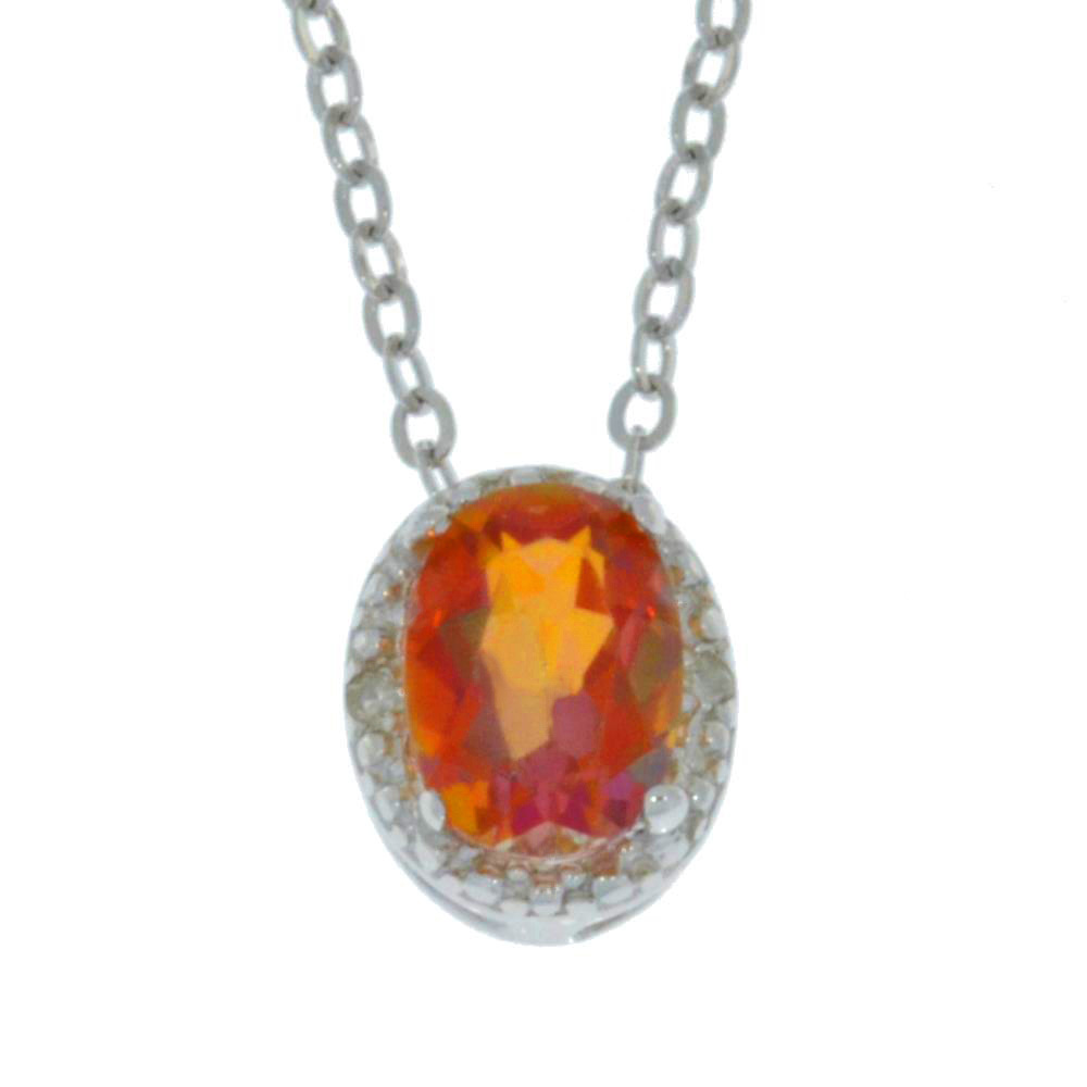 1 Carat Genuine Mystic Topaz /& Diamond Heart Pendant .925 Sterling Silver