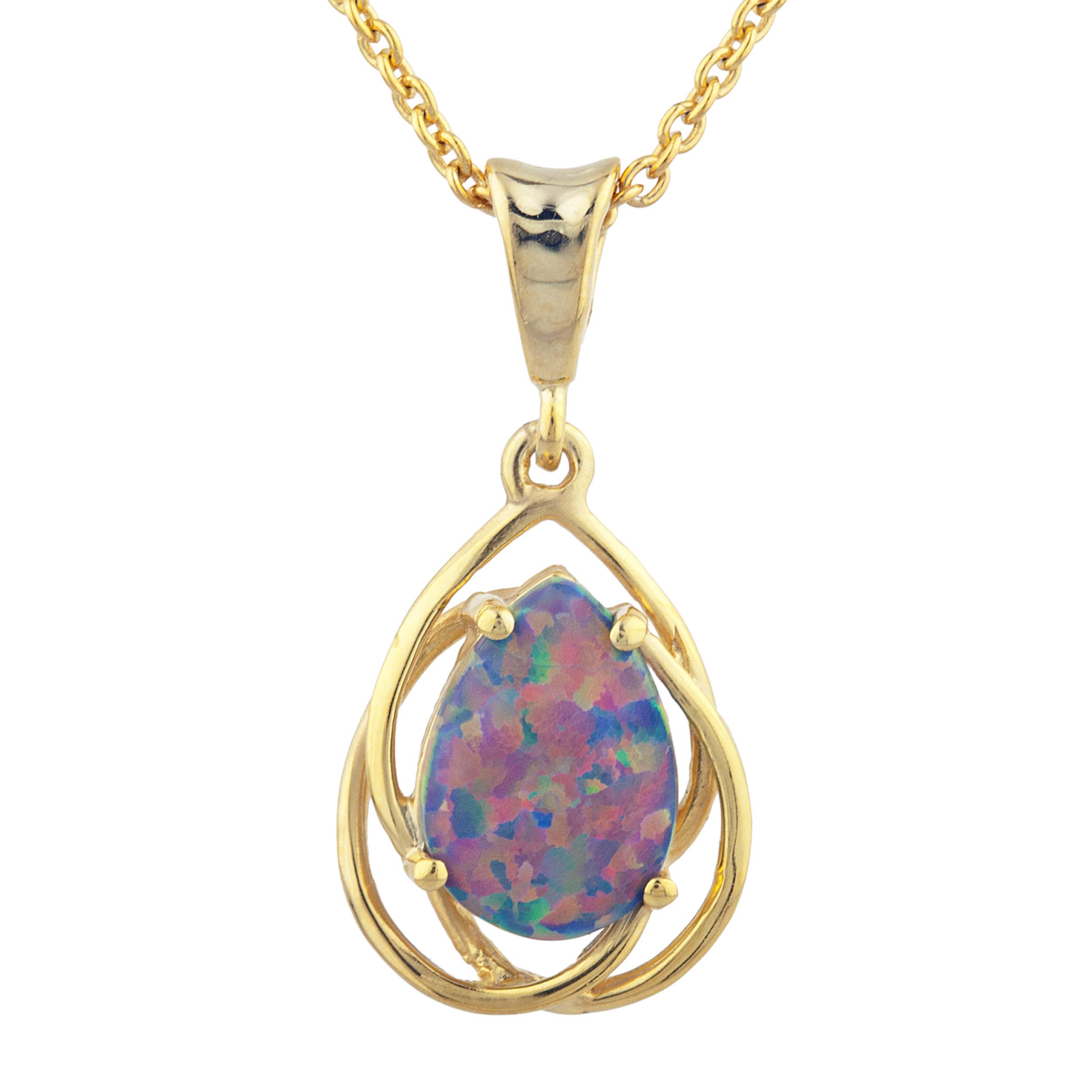 14Kt Gold Black Opal Pear Teardrop Design Pendant Necklace eBay