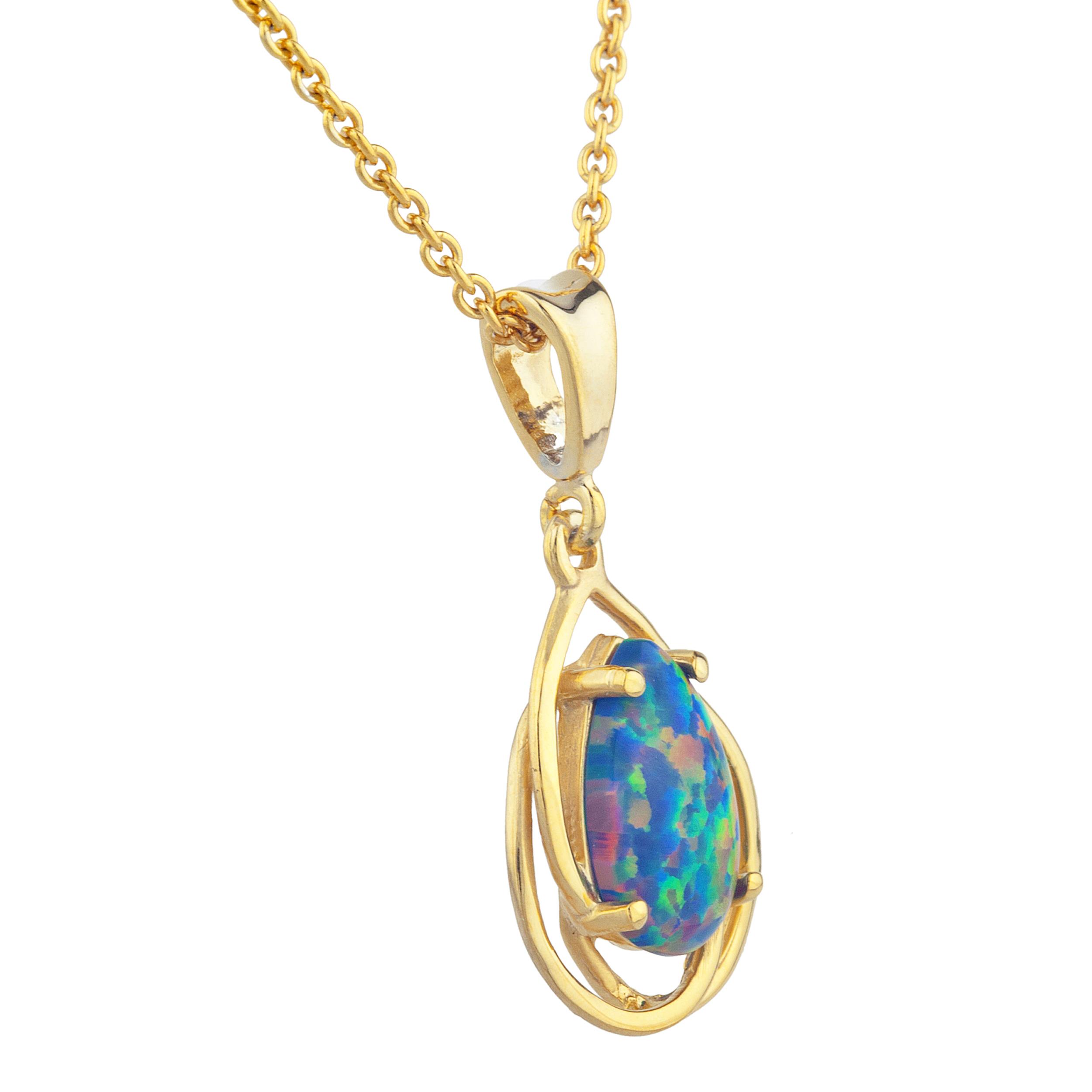 14Kt Gold Black Opal Pear Teardrop Design Pendant Necklace | eBay