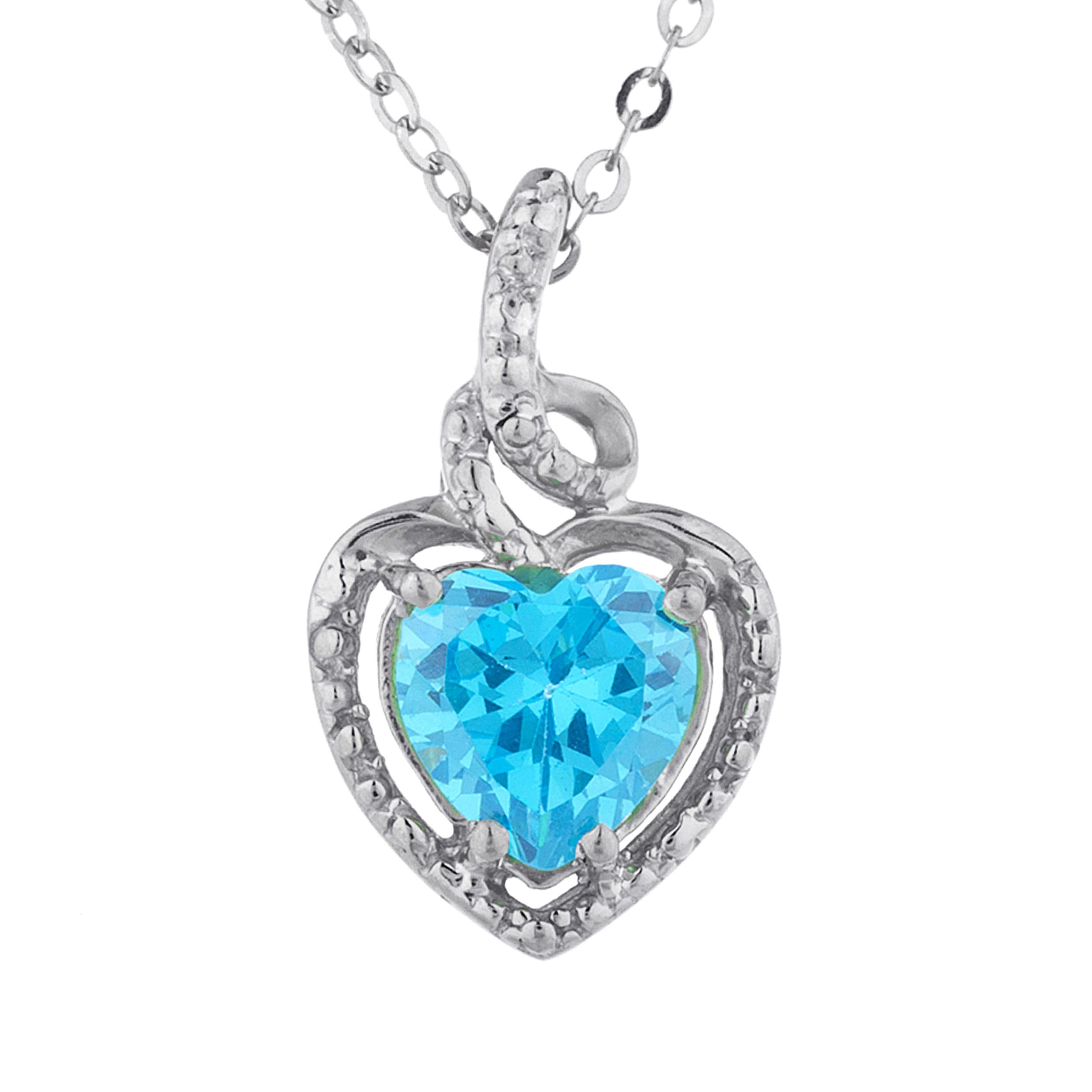 1.5 Ct Swiss Blue Topaz Heart Design Pendant .925 Sterling Silver | eBay