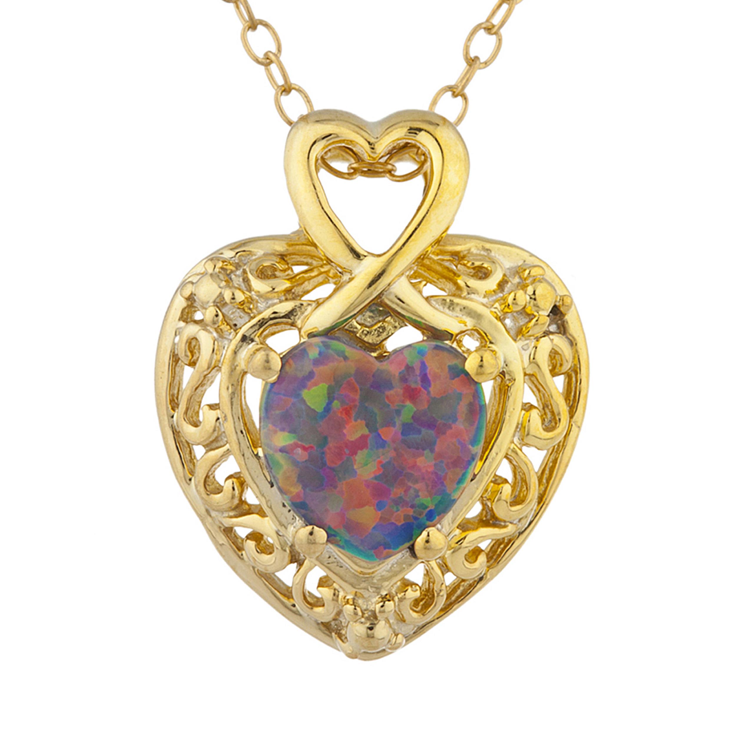 14Kt Gold Black Opal Heart Design Pendant Necklace | eBay