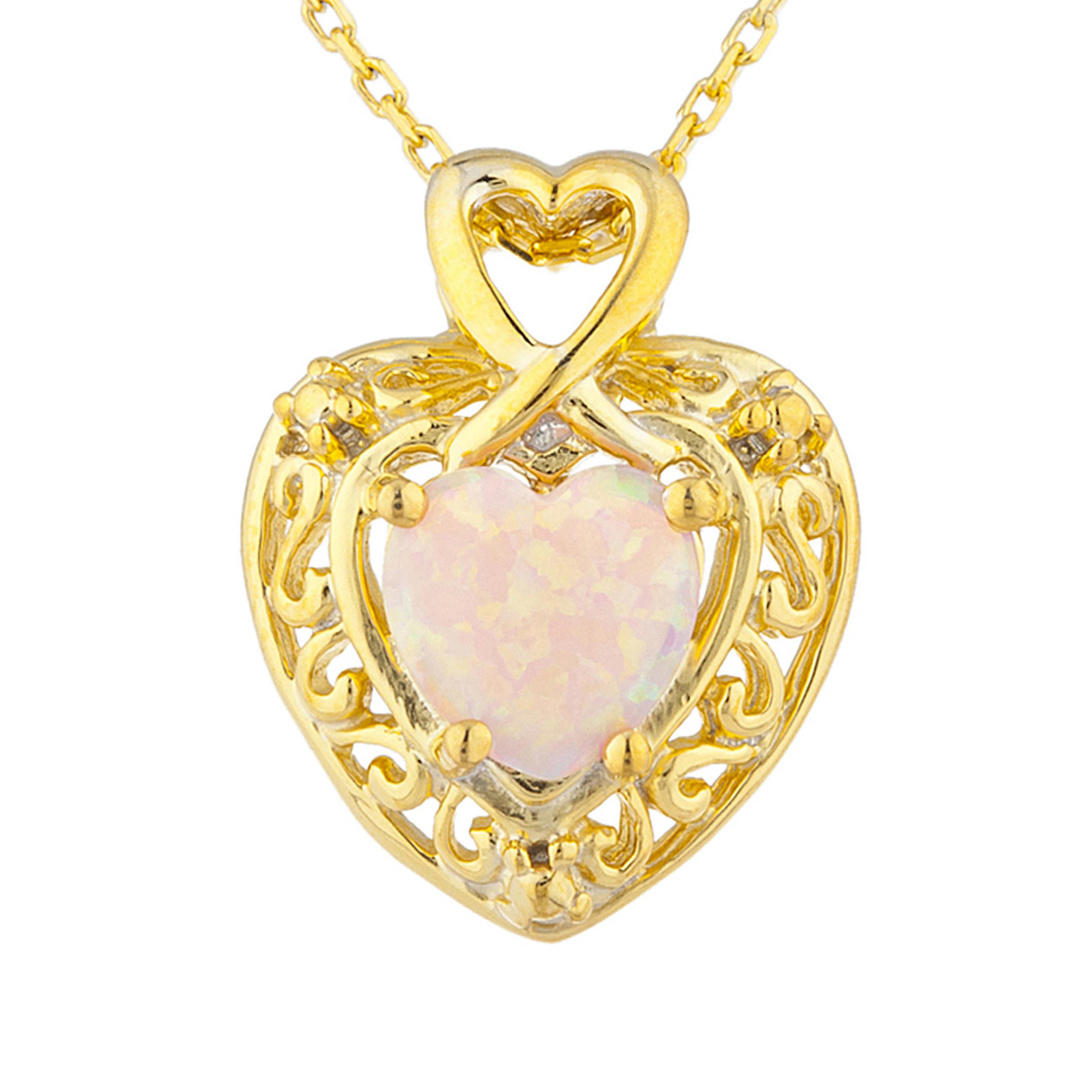 14Kt Gold Pink Opal Heart Design Pendant Necklace | eBay
