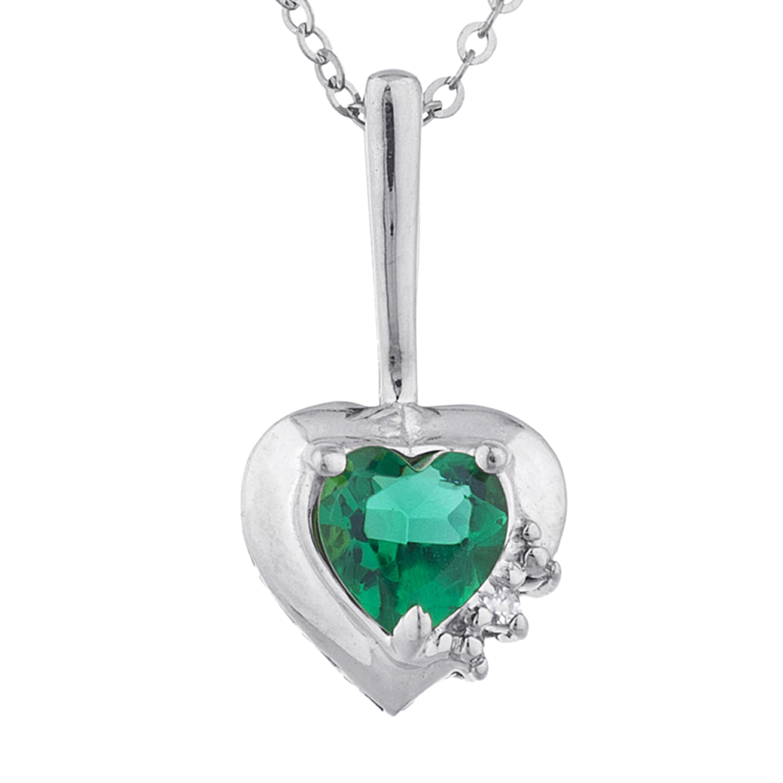 Emerald & Diamond Heart Pendant .925 Sterling Silver | eBay