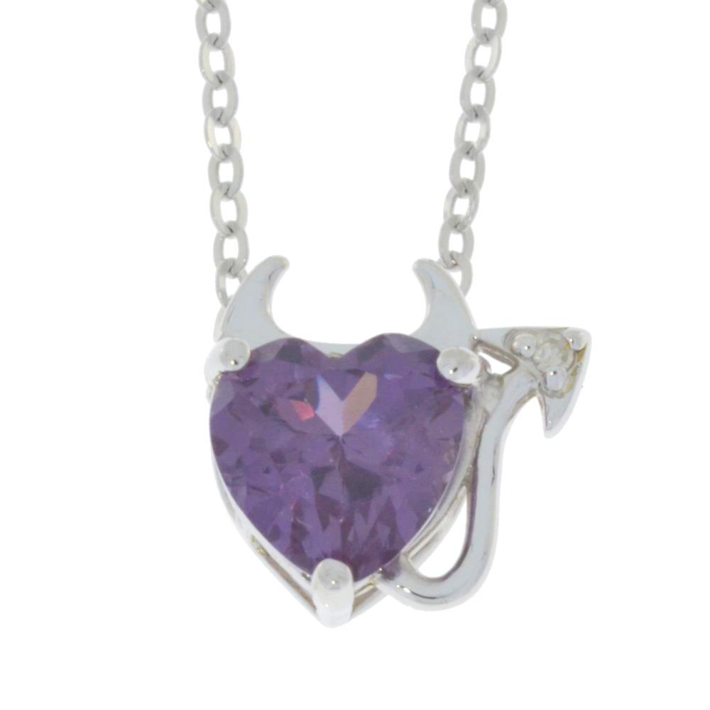 1 Carat Garnet & Diamond Heart Pendant .925 Sterling Silver