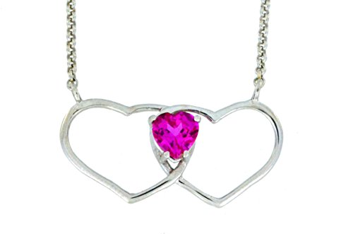 1 Ct Pink Sapphire Double Heart Pendant .925 Sterling Silver