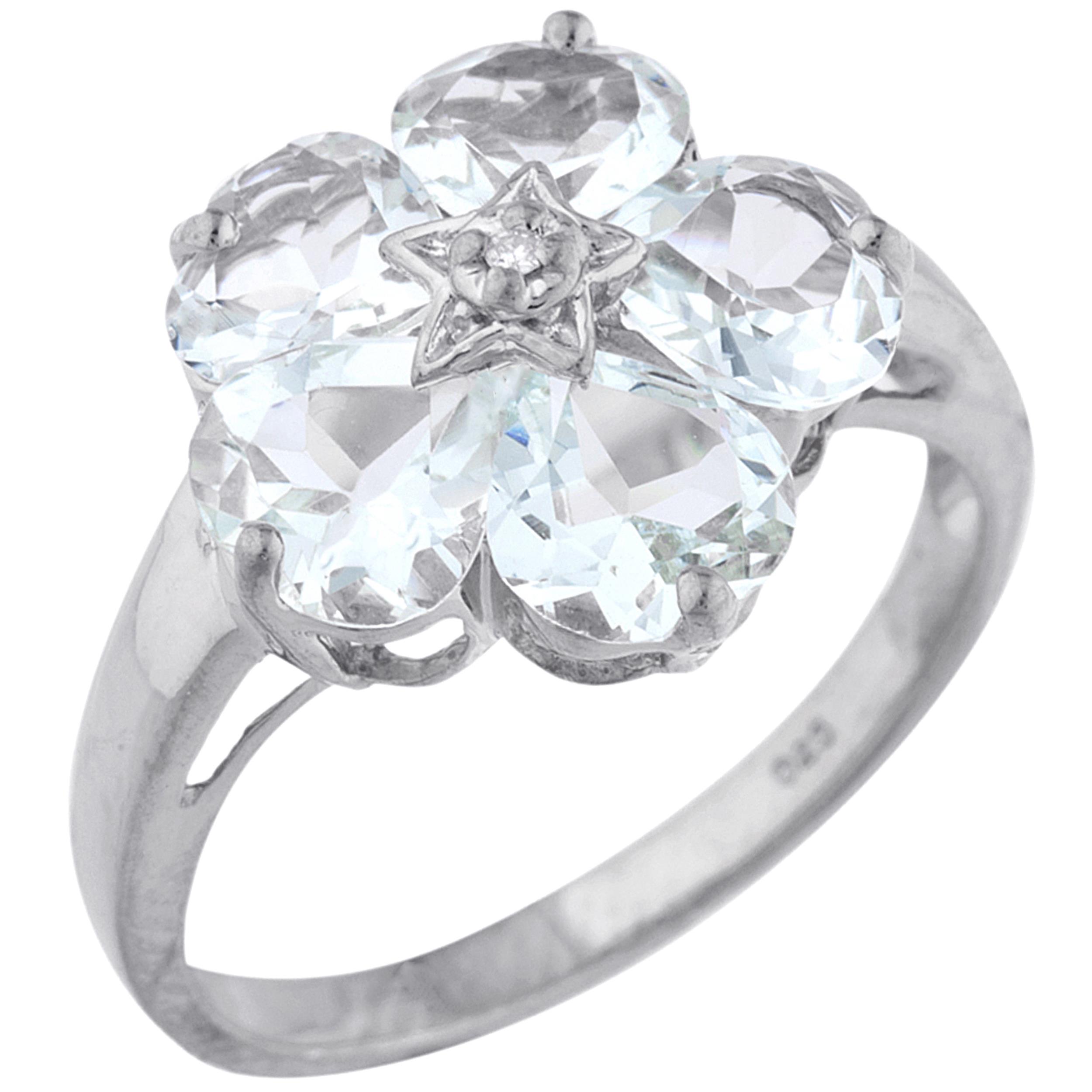 1 Ct Genuine Aquamarine 6mm Round /& Diamond Pendant .925 Sterling Silver